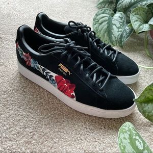 Puma Suede Hyper Embellished Women’s Black Floral US 6.5